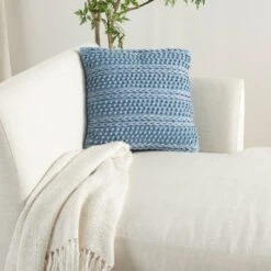 18"x18" Life Styles Woven Striped Square Throw Pillow Ocean Blue - Mina Victory