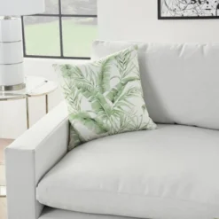 18"x18" Reversible Indoor/Outdoor Banana Leaf And Chevron Print Square Throw Pillow - Mina Victory 12 18"x18" Reversible Indoor/Outdoor Banana Leaf And Chevron Print Square Throw Pillow - Mina Victory -Mina Comfort Outlet Store GUEST 028e6705 2308 45ad 9247 546c500587bc