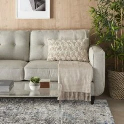 Mina Victory Life Styles Denim Roses Throw Pillow