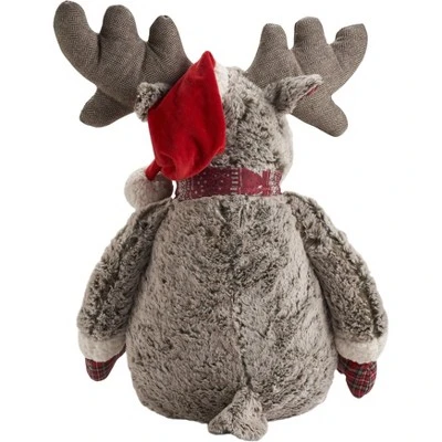 Mina Victory Plush Lines Holiday Moose 22" X 26" Brown Indoor Plush Animal 2 Mina Victory Plush Lines Holiday Moose 22" X 26" Brown Indoor Plush Animal - Image 2