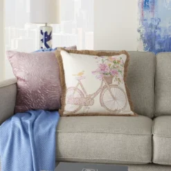 Mina Victory Life Styles Bicycle Multicolor Throw Pillow - 18" X 18" 7 Mina Victory Life Styles Bicycle Multicolor Throw Pillow - 18" X 18" -Mina Comfort Outlet Store GUEST 0c810762 00e6 42dd 9c8d 89965a321cf2
