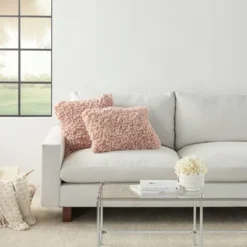 14"x20" Oversize Shag Chindi Short Cut Lumbar Throw Pillow Blush - Mina Victory -Mina Comfort Outlet Store GUEST 0c815ee5 40f5 4e06 9523 c461f57ceb04 1