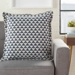 Life Styles Printed Triangles Oversize Square Throw Pillow Indigo - Mina Victory