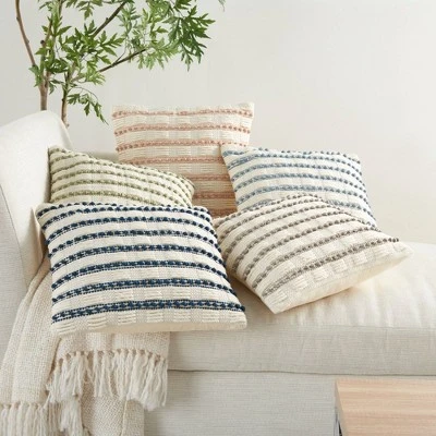 Life Styles Woven Lines And Dots Throw Pillow - Mina Victory 1 Life Styles Woven Lines And Dots Throw Pillow - Mina Victory