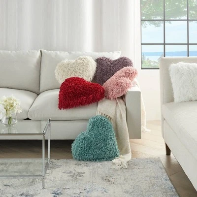Shag Frame Heart Throw Pillow Blue - Mina Victory 4 Shag Frame Heart Throw Pillow Blue - Mina Victory - Image 4