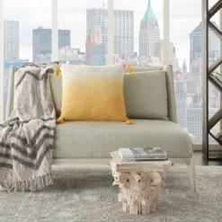 22"x22" Ombre Tassels Oversize Lumbar Throw Pillow Mustard - Mina Victory -Mina Comfort Outlet Store GUEST 140b4188 0ce4 4111 a3e5 70bb06423125