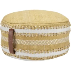 Mina Victory Woven Stripes Outdoor Pouf With Handle -Mina Comfort Outlet Store GUEST 16dbbba9 7644 48e9 99d0 479883254526