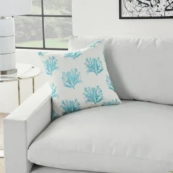 18"x18" Reversible Indoor/Outdoor Coral And Dotted Square Throw Pillow Turquoise - Mina Victory -Mina Comfort Outlet Store GUEST 178c1d0c 1c7e 47f6 a789 3910e073e372