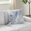 Mina Victory Life Styles Embroidered Palms 18" X 18" Blue Indoor Pillow Cover