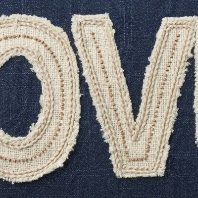 Mina Victory Life Styles Beaded Love 14" X 24" Navy Indoor Pillow Cover 3 Mina Victory Life Styles Beaded Love 14" X 24" Navy Indoor Pillow Cover - Image 3
