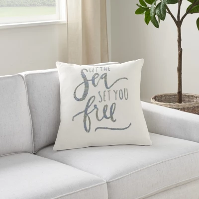 Mina Victory Life Styles Sea Set Free 18" X 18" White Indoor Pillow Cover 1 Mina Victory Life Styles Sea Set Free 18" X 18" White Indoor Pillow Cover