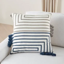 18"x18" Life Styles Geometric Lines Square Throw Pillow Light Gray/Navy - Mina Victory 8 18"x18" Life Styles Geometric Lines Square Throw Pillow Light Gray/Navy - Mina Victory -Mina Comfort Outlet Store GUEST 216e4b6f 24e1 4c4d afa0 b21f94e826d3
