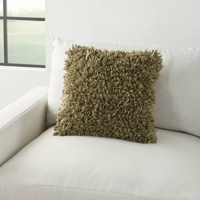 17"x17" Shag Chindi Short Cut Square Throw Pillow Sage - Mina Victory 5 17"x17" Shag Chindi Short Cut Square Throw Pillow Sage - Mina Victory - Image 5