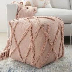 Mina Victory Life Styles Tufted Abstract Diamond 16X16X16 Indoor Pouf -Mina Comfort Outlet Store GUEST 299493a0 b51a 4803 85c8 abedfa043652