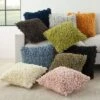17"x17" Shag Chindi Short Cut Square Throw Pillow Sage - Mina Victory