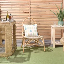 18"x18" Reversible Indoor/Outdoor Leaves And Chevron Print Square Throw Pillow - Mina Victory -Mina Comfort Outlet Store GUEST 40d9fa51 6d0b 4848 b0ce 61b6edcf1c4a