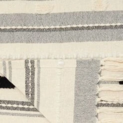 50"x60" Ribbed With Pom-Pom Throw Blanket Black/Ivory - Mina Victory -Mina Comfort Outlet Store GUEST 43405ddb dfff 48eb a766 ff48b5fa6d10