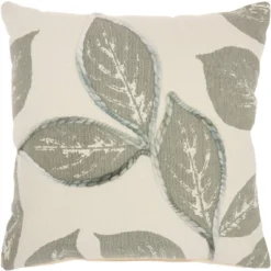 20"x20" Oversize Embroidered Leaves Square Throw Pillow - Mina Victory -Mina Comfort Outlet Store GUEST 4546aea5 6e30 4f55 b54f 020f8fa31861