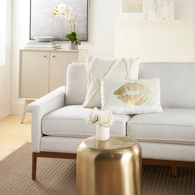 12"x18" Luminescence Metallic Lips Lumbar Throw Pillow Gold - Mina Victory 1 12"x18" Luminescence Metallic Lips Lumbar Throw Pillow Gold - Mina Victory