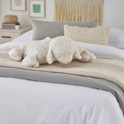 Mina Victory Plush Lines Foldable Lamb Stuffed Animal 18" X 22" Ivory Indoor Throw Pillow 1 Mina Victory Plush Lines Foldable Lamb Stuffed Animal 18" X 22" Ivory Indoor Throw Pillow