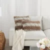 Deer Faux Fur Throw Pillow Beige - Mina Victory
