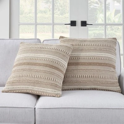 Mina Victory Life Styles Stonewash Braided Pillow Cover Set Of 2 1 Mina Victory Life Styles Stonewash Braided Pillow Cover Set Of 2