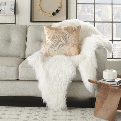 Mina Victory Luminecence Metallic Marble Rose Gold Pillow - 20"X20" 1 Mina Victory Luminecence Metallic Marble Rose Gold Pillow - 20"X20"
