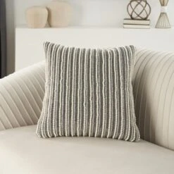 Mina Victory Luminescence Beaded Vert Stripes 20" X 20" Pewter Indoor Throw Pillow -Mina Comfort Outlet Store GUEST 50449ba5 7c87 4dab 88b2 91f7a014f9d5