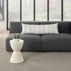 12"x40" Oversized Life Styles Woven Cotton Linen Striped Indoor Lumbar Throw Pillow White/Gray - Mina Victory -Mina Comfort Outlet Store GUEST 5084dfc1 5a53 45b3 8b04 ac1c06defb20