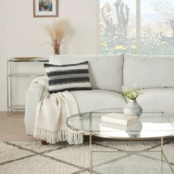 Woven Striped And Dots Indoor/Outdoor Throw Pillow - Mina Victory -Mina Comfort Outlet Store GUEST 5087701f 730d 49e5 a408 2c2263dc9a8f