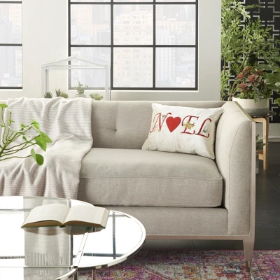 Mina Victory Holiday Embroidered Noel 12" X 16" Beige Indoor Throw Pillow 3 Mina Victory Holiday Embroidered Noel 12" X 16" Beige Indoor Throw Pillow - Image 3