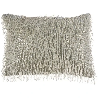 10"x14" Luminescence Beaded Lumbar Throw Pillow With Tassels - Mina Victory 7 10"x14" Luminescence Beaded Lumbar Throw Pillow With Tassels - Mina Victory - Image 7