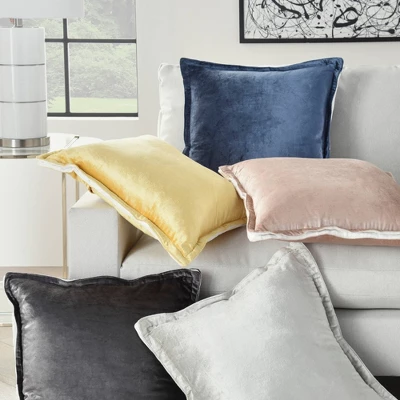20"x20" Oversize Sofia Solid Velvet Flange Square Throw Pillow - Mina Victory 5 20"x20" Oversize Sofia Solid Velvet Flange Square Throw Pillow - Mina Victory - Image 5
