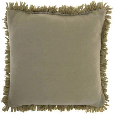 17"x17" Shag Chindi Short Cut Square Throw Pillow Sage - Mina Victory 3 17"x17" Shag Chindi Short Cut Square Throw Pillow Sage - Mina Victory - Image 3