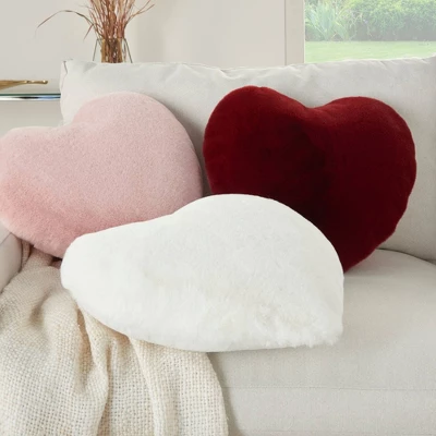 Rabbit Faux Fur Heart Throw Pillow Blush - Mina Victory 1 Rabbit Faux Fur Heart Throw Pillow Blush - Mina Victory