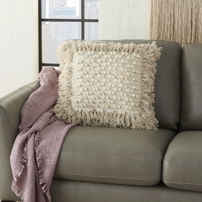 Mina Victory Life Styles Loop Stripe Center Natural Throw Pillow - Off-White 18"X18" 4 Mina Victory Life Styles Loop Stripe Center Natural Throw Pillow - Off-White 18"X18" - Image 4