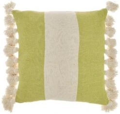 Mina Victory Life Styles Color Block Stripes With Tassel 18"x18" Indoor Throw Pillow -Mina Comfort Outlet Store GUEST 5a15bf4e 977e 46b5 a4c1 b3892f5a5953