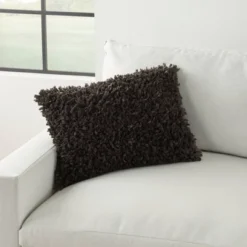 14"x20" Oversize Shag Chindi Short Cut Lumbar Throw Pillow Charcoal - Mina Victory -Mina Comfort Outlet Store GUEST 5afe8984 b7ea 4dcb 8ac6 c51897d66c05