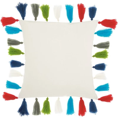 Mina Victory 18"x18" Tassel Border Throw Pillow White 1 Mina Victory 18"x18" Tassel Border Throw Pillow White