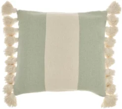 Mina Victory Life Styles Color Block Stripes With Tassel 18"x18" Indoor Throw Pillow -Mina Comfort Outlet Store GUEST 5c643cc8 c619 4bf0 8621 b0ce47b3e0be