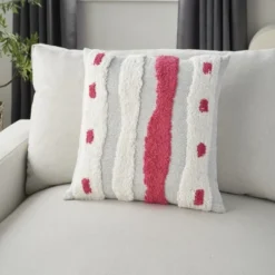 Mina Victory Life Styles Tufted Woven Waves 18"x18" Indoor Throw Pillow -Mina Comfort Outlet Store GUEST 5f58b576 376a 46a5 9ae5 f728a03c18d4