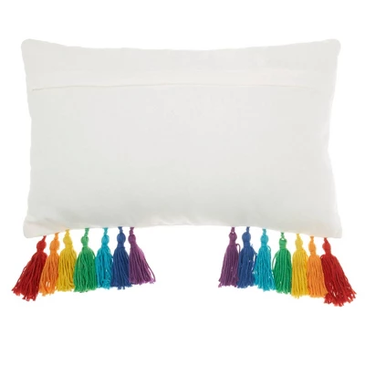 12"x20" Oversize Rainbow With Tassels Lumbar Throw Pillow - Mina Victory 2 12"x20" Oversize Rainbow With Tassels Lumbar Throw Pillow - Mina Victory - Image 2