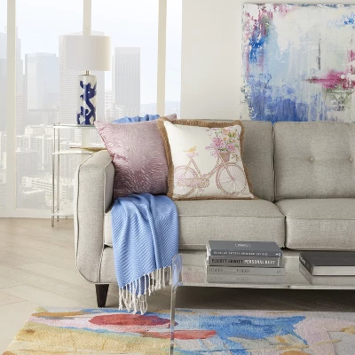 Mina Victory Life Styles Bicycle Multicolor Throw Pillow - 18" X 18" 1 Mina Victory Life Styles Bicycle Multicolor Throw Pillow - 18" X 18"