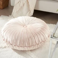 Sofia Pin Tuck Velvet Round Floor Cushion - Mina Victory -Mina Comfort Outlet Store GUEST 6d1f4016 a60b 48e3 a888 4dece0757251