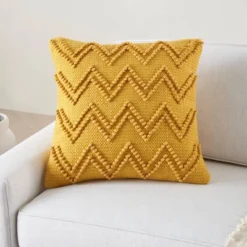 18"x18" Life Styles Chevron Loops Square Throw Pillow Yellow - Mina Victory -Mina Comfort Outlet Store GUEST 71d32e9d cdcc 4b6c 9d5c 4bfd666a98af