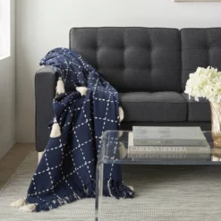 50"x60" Woven Check With Tassels Throw Blanket - Mina Victory 7 50"x60" Woven Check With Tassels Throw Blanket - Mina Victory -Mina Comfort Outlet Store GUEST 75ae3f35 31d3 41f5 ba50 483df0710f67
