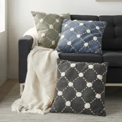 20"x20" Oversize Diamond Embroidered Dots Square Throw Pillow - Mina Victory -Mina Comfort Outlet Store GUEST 76592969 7549 428c a808 eb08e863cbb1