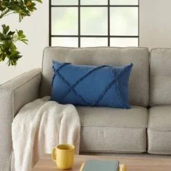 Distressed Diamond Throw Pillow - Mina Victory