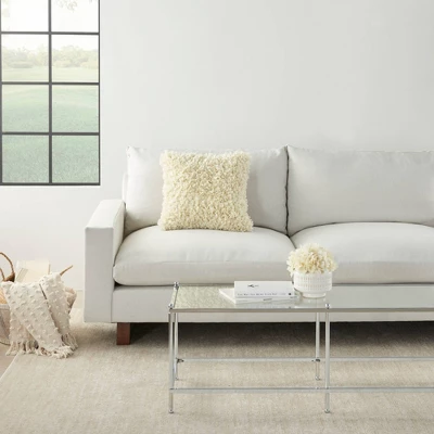 17"x17" Shag Chindi Short Cut Square Throw Pillow Ivory - Mina Victory 2 17"x17" Shag Chindi Short Cut Square Throw Pillow Ivory - Mina Victory - Image 2