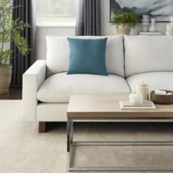 Mina Victory Life Styles Woven Diagonal Textured Solid 18"x18" Indoor Throw Pillow